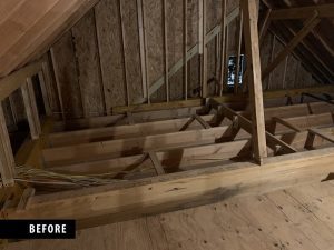 Unfinished attic space.